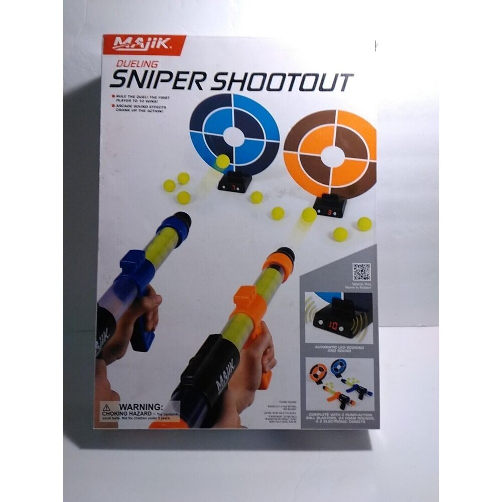 Majik Dueling Sniper Shootout Electronic Target Game Toy with 2 Blasters NEW
